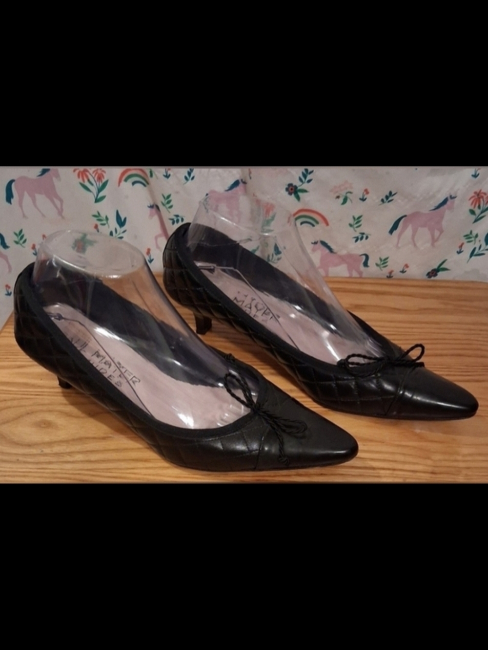 EUC Paul Mayer Attitudes Black Quilt Leather Business Casual Heel Pump Shoe SZ 8